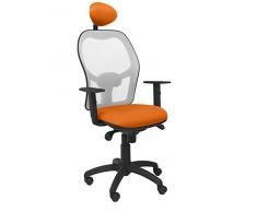Piqueras Y Crespo (PIQU7) Silla Jorquera Malla Gris Asiento Bali Naranja con cabecero Fijo Oficina, Talla unica