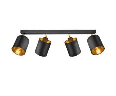 Adviti BATI Lampara Focos Techo 60W E27 Negro (4 Fuentes de Luz)