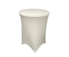 LA Linen Cubierta Redonda para Mesa de cóctel de Bar, Microfibra, poliéster/Elastano, Blanco, 96 x 100 cm