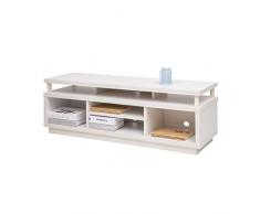 Iris Ohyama, Mueble de TV /TV mueble/ Mueble de TV con 5 estantes abiertos / TV hasta 55, Madera maciza, orificios para cables, Oficina, Sala - TV Cabinet Middle - OTS-125M - Roble Blanco