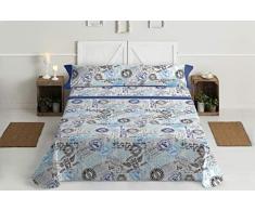 Lois Sabana Sellos Cama de 160 cm, Azul, 160_x_200_cm