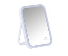 WENKO Espejo LED de pie para cosmética Arizona - Espejo para cosmética, espejo iluminado, superficie de espejo: 12 x 15.5 cm, Plástico, 4 x 22 x 15 cm, Blanco