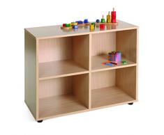 Mobeduc Mueble Infantil Bajo 4 Casillas, Haya, Haya, 90x40x76.5 cm