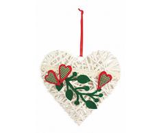 Villa d Este Noel Mimbre Fuoriporta Guirnalda Corazón Navidad, Mimbre, Blanco, 6 x 30 x 28 cm
