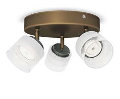 Philips myLiving Fremont - Barra de focos con 3 luces, LED, iluminación interior, luz blanca cálida, IP20, color bronce