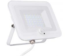 Voltman VOM069364 Pula-Proyector Slim (3000 LM, 6500 K, IP65, con Sensor de Movimiento), Color Blanco
