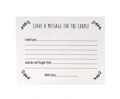 Mopec Tarjeta Mensaje a los Novios con Texto en inglés, Pack de 25 Unidades, Cartulina, Blanco, 0.02x11.00x8.50 cm