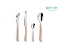 Kuppels Prisma Juego de Cubiertos para 6 Personas (Pulido, Inoxidable, Apto para lavavajillas), Acero plÃ¡stico, Aprico/Plata, 24-Teilig