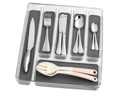 Wenko Organizador de Cubiertos para cajones (6 Compartimentos), Acero, 32 x 4, 5 x 40 cm