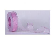 Furlanis N1125_20_50 - Cinta de Gasa con Bordes de satén, Organza, Color Rosa, 25 mm x 50 m