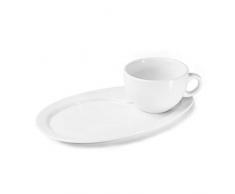 Holst Porzellan PA 157 O 2 MP 160 - Juego de tazas de cafÃ© con leche (porcelana, 0,35 L, con bandeja para aperitivos/multiplato)