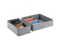 InterDesign Aldo Organizador de cajones, Caja de almacenaje de Polipropileno, Juego de 2 Cajas clasificadoras, Gris