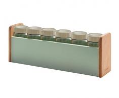 Typhoon Vintage Americana Cocina especiero con tarros y Etiquetas, Madera, Verde, 29,4Â x 7,5Â x 11,5Â cm