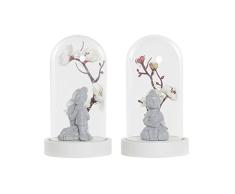 LÃ¡mpara de Mesa de la Marca DKD Home Decor Cristal Gris Buda Polietileno Blanco Resina (9.5 x 9.5 x 16 cm) (2 Piezas) (Referencia: S3018767)