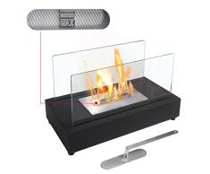 Chimenea Rectangular de bioetanol de Mesa para Interiores y Exteriores, fogata portátil con Chimenea en Negro, quemadura Realista.