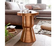 Wohnling Diseño Mesa Auxiliar delyla 43 x 59 x 43 cm Aluminio Cobre, mesa decorativa CojÃn redondo, Diseñador estante mesa metal Modern, anstell mesa estrecho, mesa martillado Almacén pequeña, 48 x 48 x 65 cm