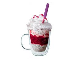 Nerthus FIH 660 660-Taza asa 350 ml, Tazas Resistentes al Calor, Doble Pared de Vidrio de Borosilicato Adecuado para CafÃ©, TÃ©, Postres, Cristal