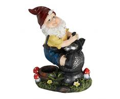 Relaxdays Gnomo JardÃ­n Farolillo, Resistente Intemperie y Heladas, 15x7,5x10,5cm, Figura Enano, Piedra Falsa, Multicolor