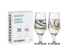 RITZENHOFF 3871003 - Juego de 2 vasos de chupito (40 ml, 2 unidades, tiempo de uso, n.Âº 5 + 6, diseÃ±o de agua, redondo, azul y gris, fabricado en Alemania)