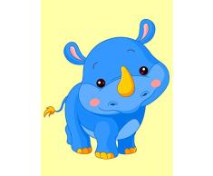 Wee Blue Coo Art Nursery - Póster Grande de Rinoceronte Zoo de Rinoceronte para Dormitorio Infantil, 45,7 x 60,9 cm