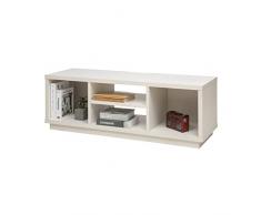 Iris Ohyama, Soporte de TV / Mueble de TV / Soporte de TV con estantes abiertos / Soporte de TV para TV de 55 pulgadas, Madera maciza, Oficina, Sala - TV Cabinet Standard - OTS-125S - Roble Blanco