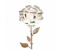 FLEXISTYLE - Espejo Decorativo Rose 1, diseÃ±o Moderno, 3 mm de Espejo de acrÃ­lico de la UE, salÃ³n, Dormitorio, Pasillo, irrompible, Bricolaje Textiles, Plata