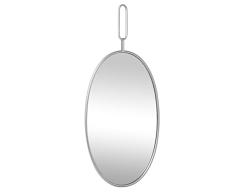 LW Collection Espejo de Pared Redondo Plateado Ovalado 45 x 96 cm Metal â Espejo Grande Pared â Industrial â SalÃ³n Pasillo â Espejo baÃ±o