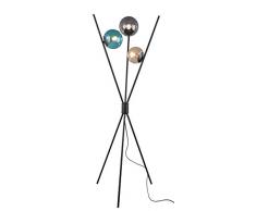 Trio Leuchten Lance 403400317 - Lámpara de pie (metal y cristal, 3 bombillas E14), color negro mate