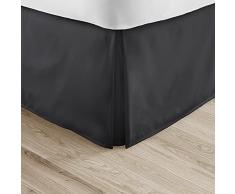 Linen Market SS Twin-Negro Falda Plisada con Volantes, Microfibra, Cama Individual