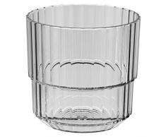 APS Linea. Vaso de plÃ¡stico Tritan de alta calidad con 0,22 litros, sin BPA, apilable, cristal reutilizable y apto para lavavajillas, 220 ml, color gris