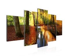 Runa Art 602351a - Cuadro de pared (200 x 100 cm, lienzo XXL, 5 piezas, fabricado en Alemania, listo para colgar), diseño de bosque