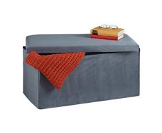 Relaxdays Banco con Espacio de Almacenamiento, Terciopelo, 80 L, Pasillo, salón, Acolchado, Plegable, baúl, 38 x 77 x 39 cm, Color Gris Oscuro, 60% Tablero de Fibra 30% 10% Espuma, 38x77x39 cm
