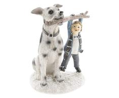 Clayre & Eef 6PR2408 - Figura Decorativa de niÃ±o con Perro (Aprox. 14 x 13 x 18 cm.