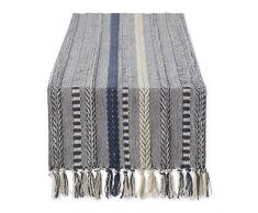 DII Farmhouse - Camino de Mesa Trenzado a Rayas, 15 x 72 Pulgadas, Azul francÃ©s