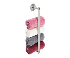 Relaxdays 38 cm Toallero Pared Autoadhesivo, Accesorio Cuelgatoallas sin Taladro, Portatoallas Acero y Aluminio, Plata, 70% Inoxidable 30%