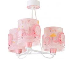 Dalber Little Elephant Lámpara Infantil de Techo 3 Luces Elefante, 60 W, Rosa
