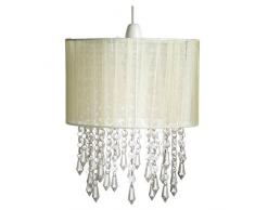 Loxton Lighting – Lámpara de techo con pantalla para lámpara con efecto de cristal con perlas, acrílico, color crema