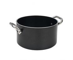 Ollas Agnelli Alblack Alta Cazuela, de Aluminio, de Espesor 5 mm, con 2 Asas en Acero Inoxidable, Negro, 18 litros