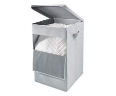 iDesign Codi Cesta para Ropa con Asas, Caja con Tapa Grande de poliéster, Gris, 31,8 cm x 35,6 cm x 55,9 cm