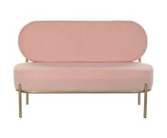 DRW Sofa descalzadora de Borreguito Rosa con Estructura de Metal Dorada 210X120X167 cm