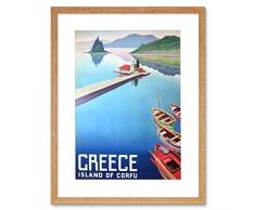 Wee Blue Coo Travel Island Corfu - Cuadro de Pared con Marco de Barcos de Grecia