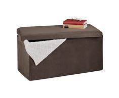 Relaxdays Banco con Espacio de Almacenamiento, Funda de Terciopelo, 80 L, Pasillo, salón, Acolchado, Plegable, baúl, 38 x 77 x 39 cm, Color marrón, 60% Tablero de Fibra 30% 10% Espuma, 38x77x39 cm