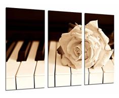 Poster Fotográfico Piano y Rosa Blanca, Decoracion Romantica Tamaño total: 97 x 62 cm XXL