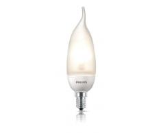 Philips Candle Bent tip Bombilla de vela de bajo consumo 872790092666800 - Lámpara (8W, 35W, E14, A, 230-240V, 40 mA) Plata, Color blanco