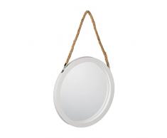 Relaxdays Espejo de Pared con Cuerda, diÃ¡metro de 35 cm, Espejo Redondo para Colgar en el Pasillo, baÃ±o, salÃ³n, Color Blanco y Natural
