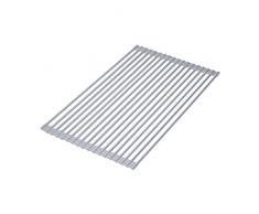 EMUCA - Escurridor para Platos y Vasos de Acero y Silicona, Escurreplatos Flexible y Enrollable, Plástico y Acero, Gris