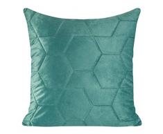 Eurofirany - Funda de cojín para sofá, cojín para Cama, decoración de Habitaciones, Elegante y Noble, Exclusivo Terciopelo, patrón geométrico, Turquesa Oscuro, 45 x 45 cm, 2