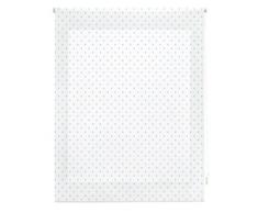 Blindecor Estor Enrollable, Tela, Blanco con motas Turquesas, 160 x 180 cm