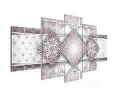 023551c - Cuadro de pared con diseño abstracto de mandala (200 x 100 cm, lienzo XXL, 5 piezas, fabricado en Alemania, listo para colgar), color rosa