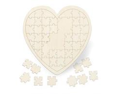 Relaxdays Puzzle Madera CorazÃ³n, Libro Firmas Invitados Boda, Bautizo, CumpleaÃ±os, 49 Piezas, 1 Ud, 45 x 45 cm, MarrÃ³n